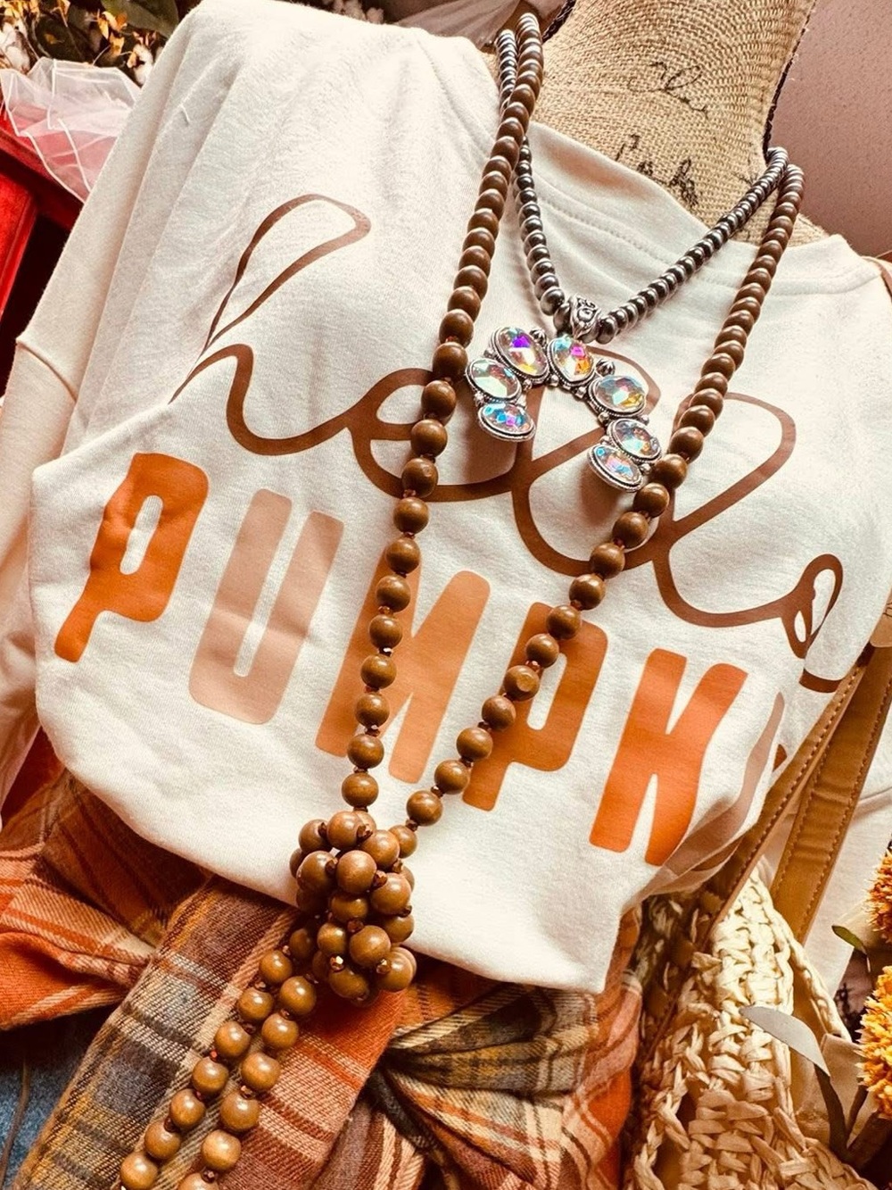 Hello Pumpkin Graphic Sweatshirt - Cream & Orange